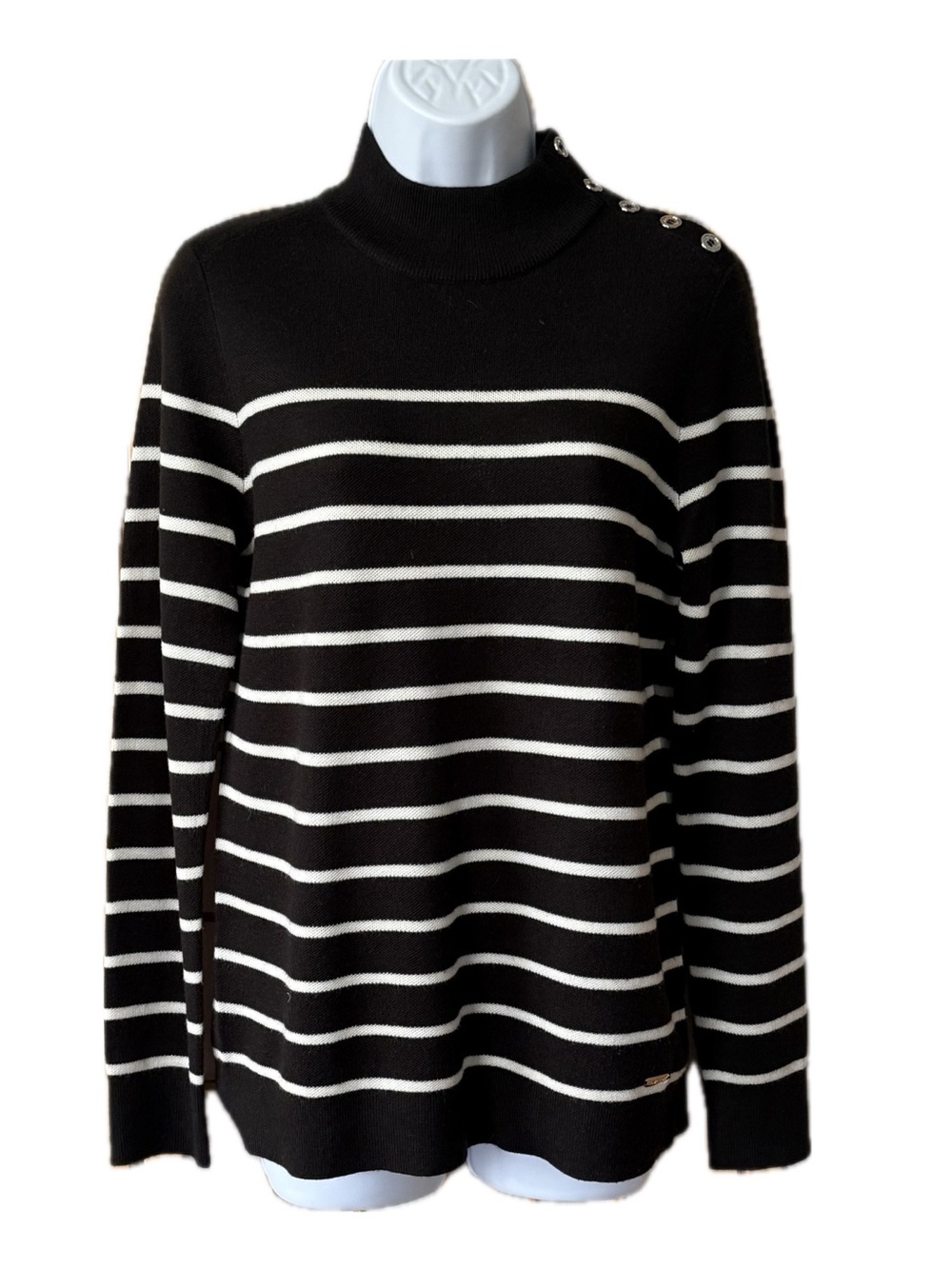 Calvin Klein Black & White Striped Sweater